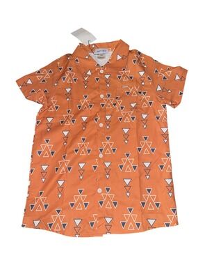 Orange Geometric  Boys Button-Up Shirt 10 By Sparkledots